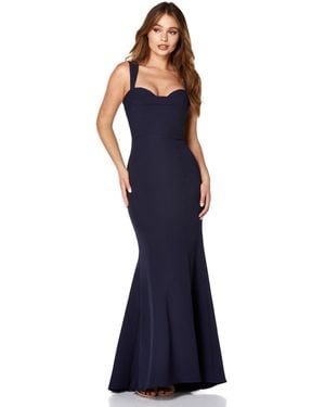 Jarlo Rebecca Strap Maxi Dress With Pleated Sweetheart Neckline - Blue