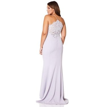 Jarlo Addilyn Fishtail Maxi Dress With Lace Button Back Detail - Metallic