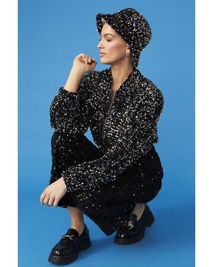 Jayley Multi Sequin Bomber Jacket - Blue