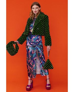 Jayley Cropped Faux Fur Jacket - Green