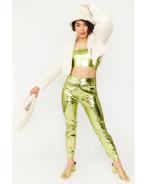 Jayley Vegan Faux Fur Cropped Jacket - Yellow