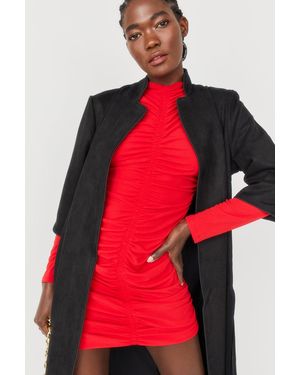 Jayley Faux Suede Coat - Red