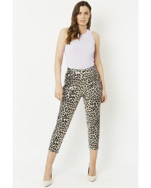 Jayley Mono Leopard Leopard Print Faux Suede Trousers - Black