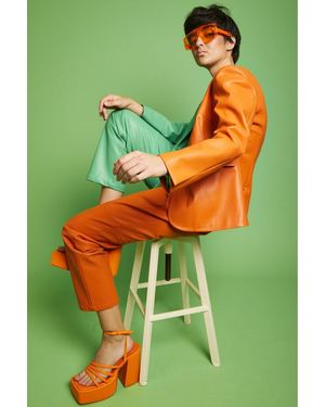 Jayley Eco Leather Shamrock Suit Blazer - Green
