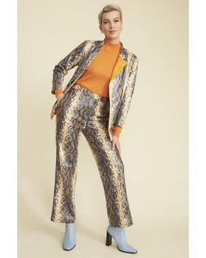 Jayley Snake Print Snake Print Leather Effect Blazer - Natural