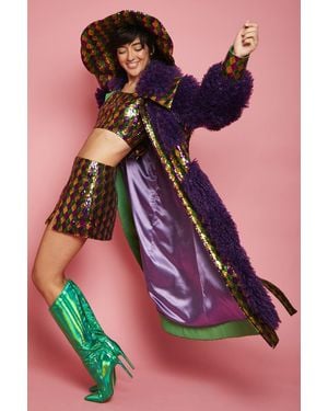 Jayley Multi-Coloured Geometric Sequin Mini Skirt - Purple