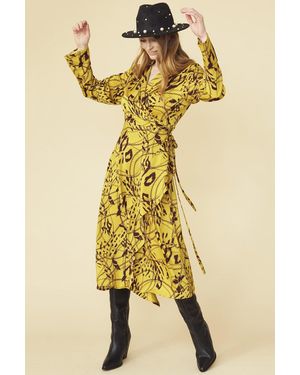 Jayley Tencel Blend Lucky Chain Wrap Dress - Yellow