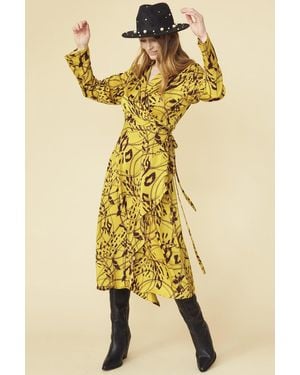 Jayley Tencel Blend Lucky Chain Wrap Dress - Yellow