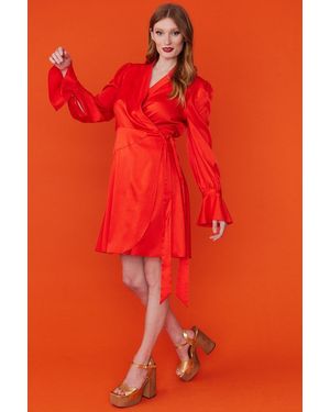 Jayley Tencel Blend Wrap Dress - Orange