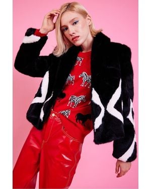 Jayley Faux Fur Cropped Jacket - Red