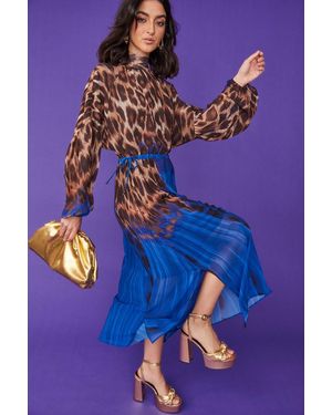 Jayley Silk Blend Leopard Maxi Dress - Purple