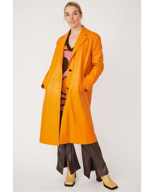 Jayley Eco Leather Trench Coat - Orange