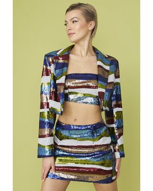 Jayley Sequin Mulit-Coloured Blazer - Blue