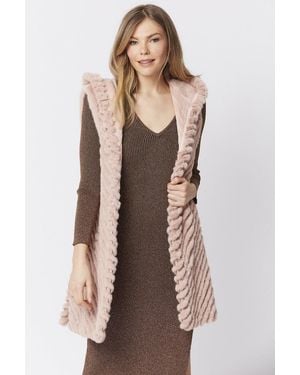 Jayley Faux Fur Hooded Vest - Brown