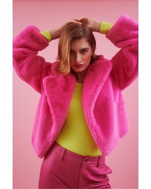 Jayley Faux Fur Cropped Coat - Pink