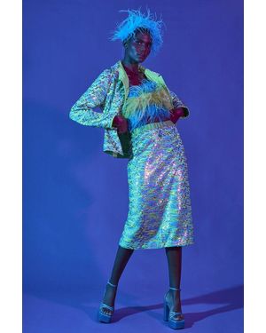 Jayley Sequin Bamboo Blend Skirt - Blue
