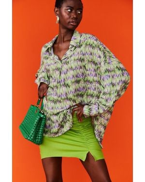 Jayley Silk Blend Digital Print Blouse - Green