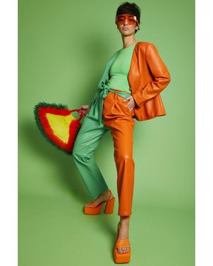 Jayley Eco Leather Shamrock Suit Trousers - Green