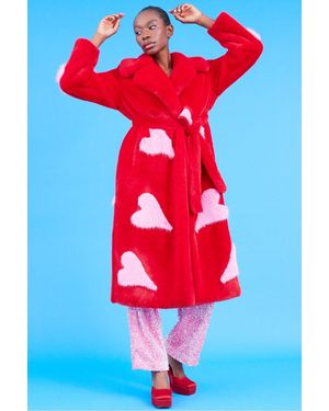 Jayley Faux Fur Long Coat - Blue