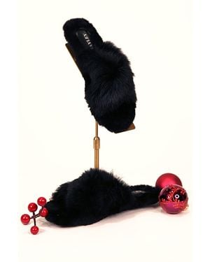 Jayley Coney Fur Slippers Size: Uk 6 (Footwear) - Black