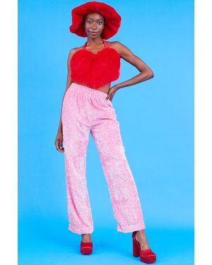 Jayley Sequin Trousers With Elasticated Waste - Blue