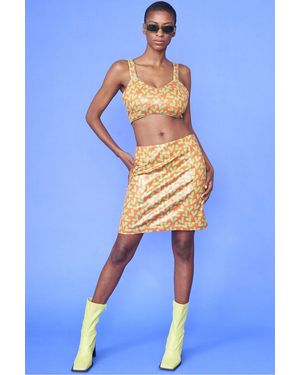 Jayley Faux Suede And Love Heart Skirt - Blue