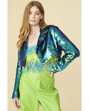 Jayley Cropped Sequin Blazer - Blue