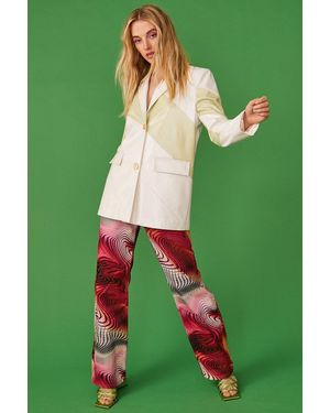 Jayley Faux Leather Contrast Blazer - Green