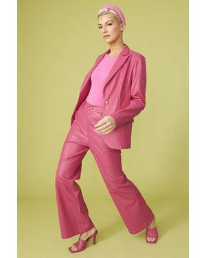 Jayley Faux Leather Kate Blazer - Pink