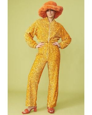 Jayley Sequin Trousers With Elasticated Waste - Yellow