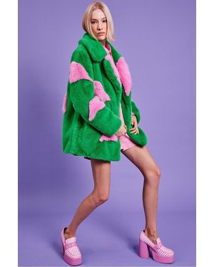 Jayley Faux Fur Long Coat - Purple