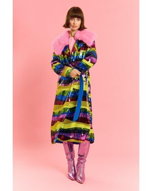 Jayley Bamboo Sequins Trench Coat - Pink