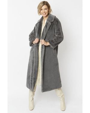 Jayley Faux Fur Maxi Coat - Grey