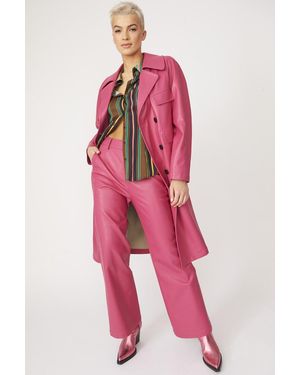 Jayley Tencel Blend Eco Leather Trench Coat - Pink