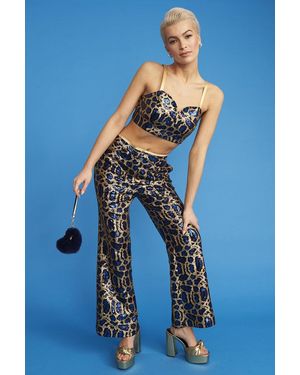 Jayley Animal Print Sequin Trousers - Blue