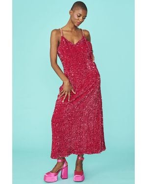 Jayley Maxi Sequin Cami Dress - Red