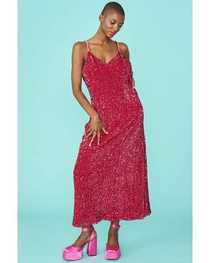 Jayley Maxi Sequin Cami Dress - Red