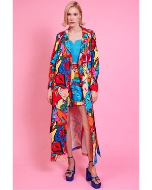Jayley Freddie Tencel Blend Digital Print Trench Coat - Pink
