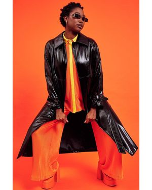 Jayley Eco Leather Trench Coat - Orange