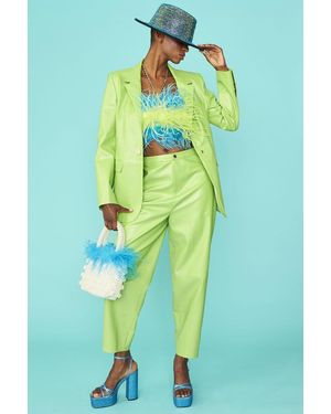 Jayley Faux Leather Kate Blazer - Green