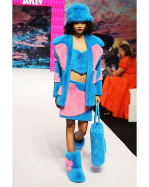 Jayley Faux Fur Long Coat - Blue