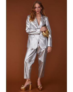 Jayley Faux Leather Kate Blazer - Brown