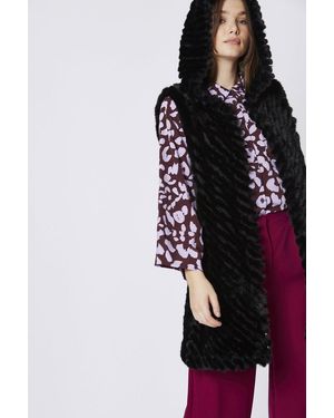 Jayley Faux Fur Hooded Vest - Black