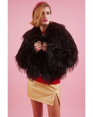 Jayley Hand Cut Mongolian Fur Knitted Jacket - Black