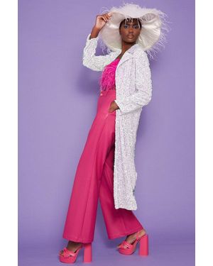 Jayley Sequin Velvet Trench Coat - Purple