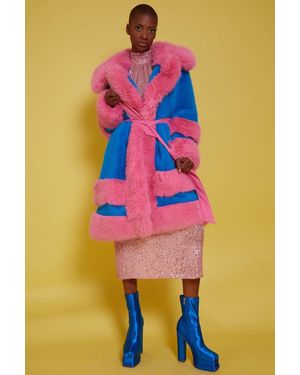 Jayley Handmade Bamboo Faux Fur Coat - Blue