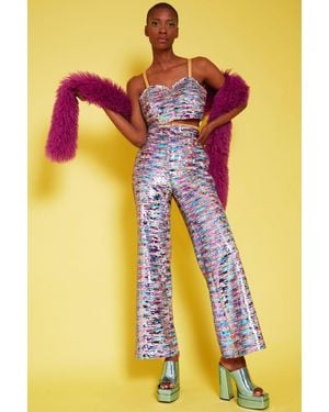 Jayley Multi-Coloured Sequin Flares - Pink