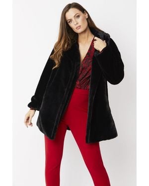 Jayley Faux Fur Midi Coat - Red