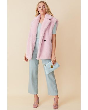 Jayley Faux Shearling Midi Vest - Pink