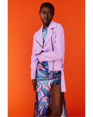 Jayley Lilly Faux Suede Biker Jacket - Orange